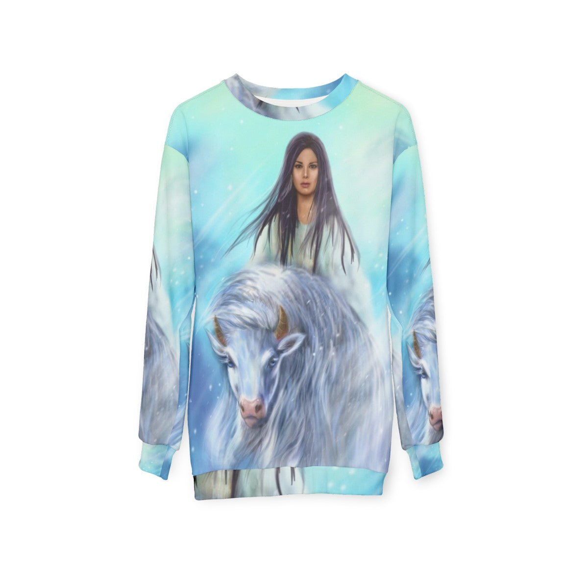 White Buffalo Calf Woman Sweatshirt - Legendary Native American Figure - hanging