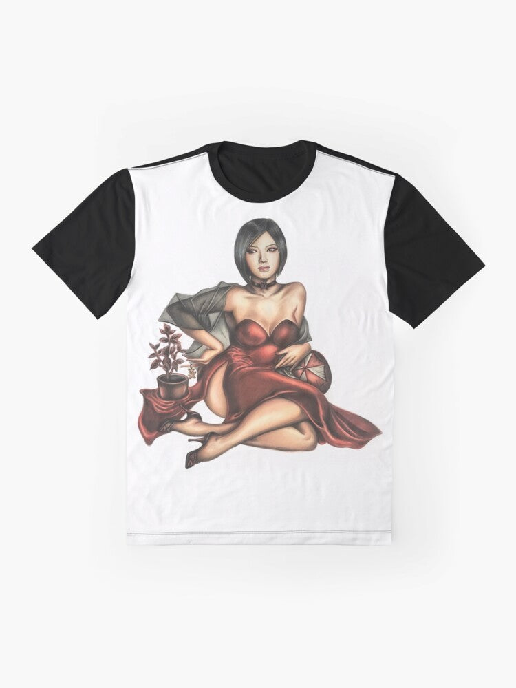 Lady in Red Resident Evil Graphic T-Shirt featuring Clara Redfield and Leon Kennedy - Flat lay