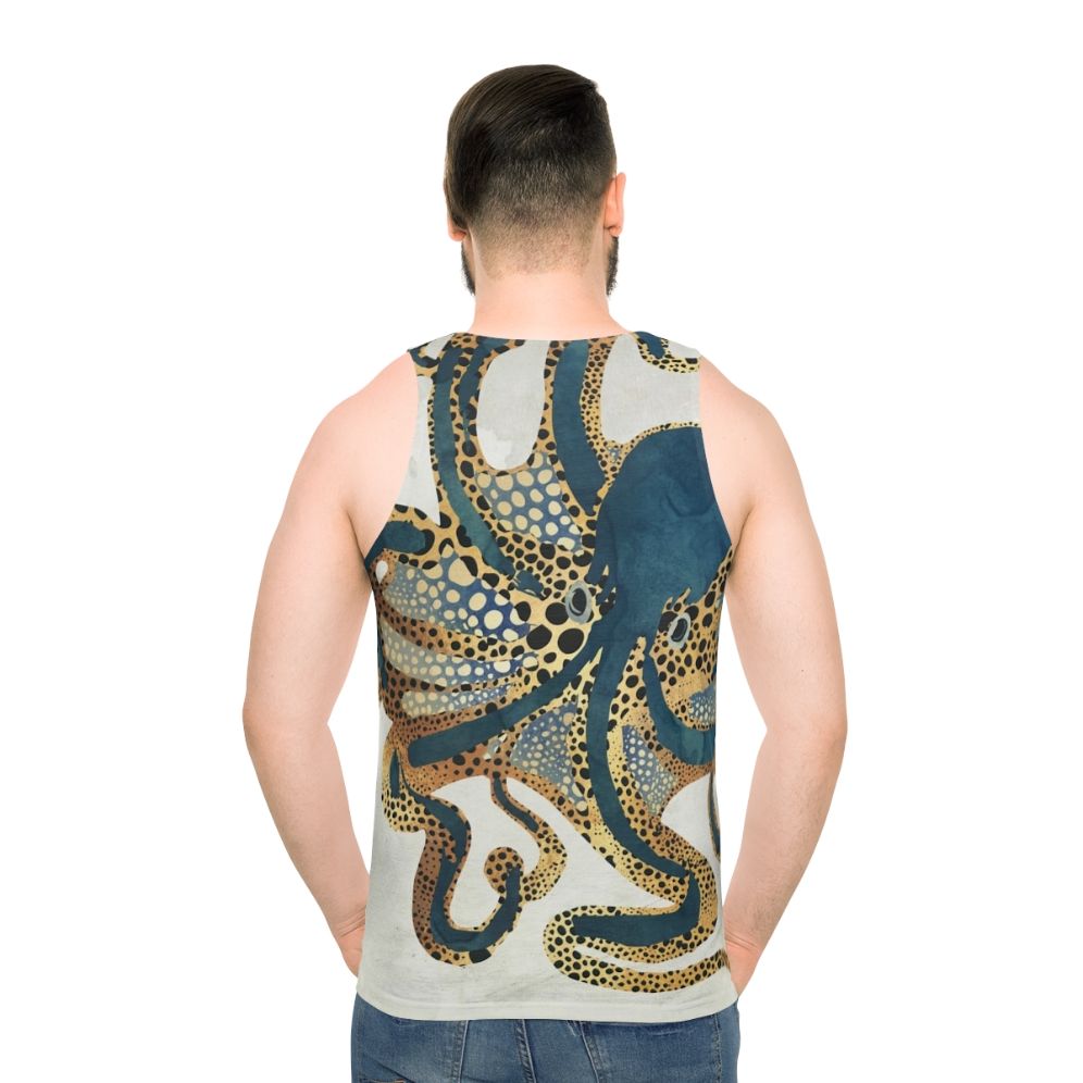 Unisex tank top with ethereal underwater octopus design - men back