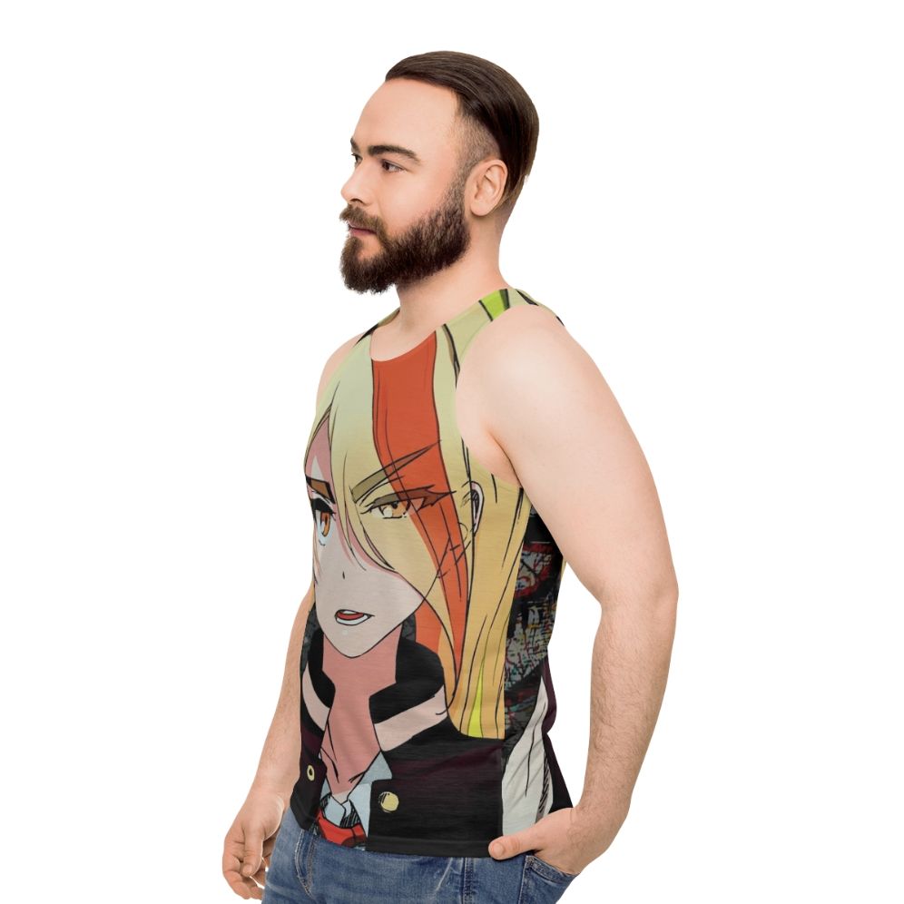 Nikaidou Saki Unisex Tank Top with Zombie Anime Graffiti Design - men side