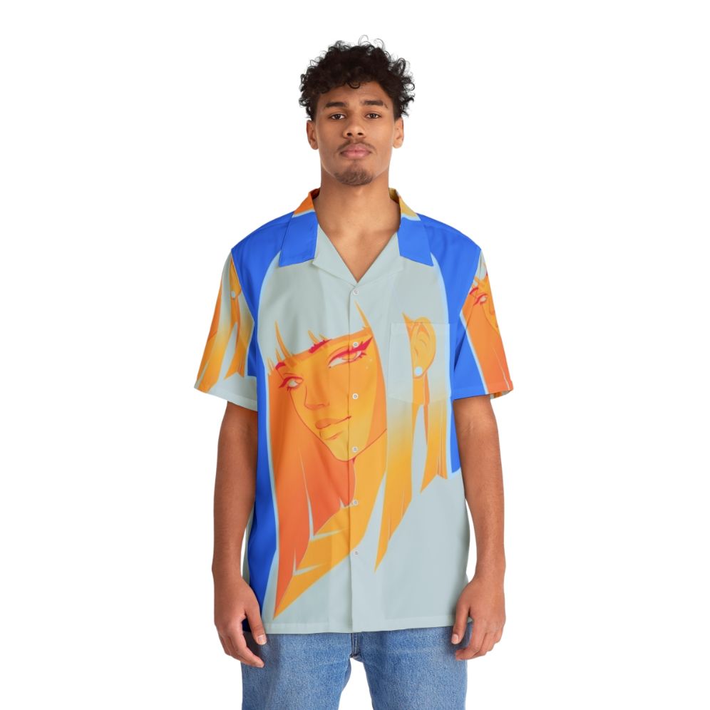 Lemon Hawaiian shirt with a colorful tropical print - People Front