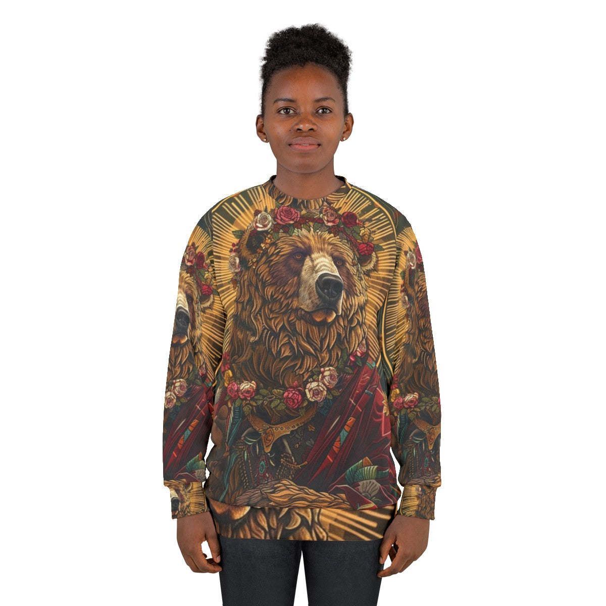 Feminist "Holy Grawl" Sweatshirt with Bear Design - women