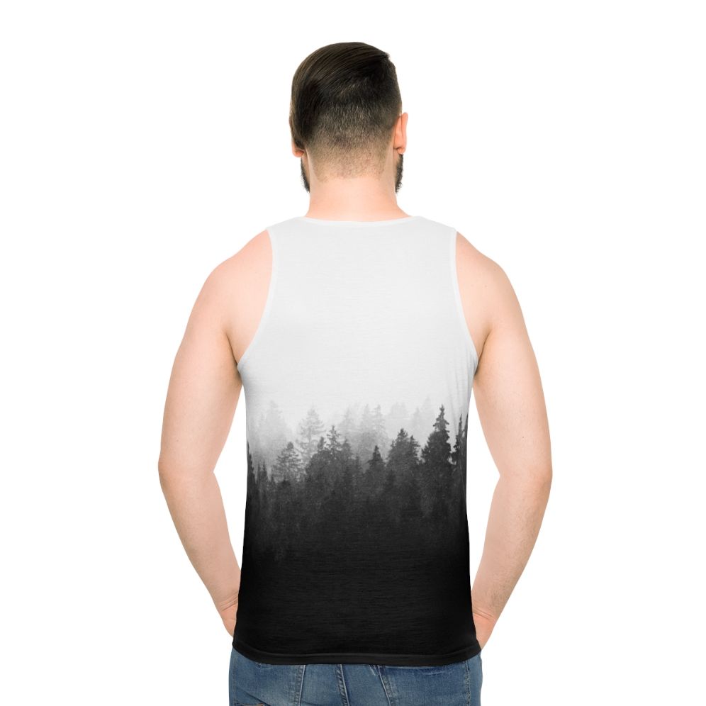 Wilderness Unisex Tank Top featuring a nature landscape design - men back