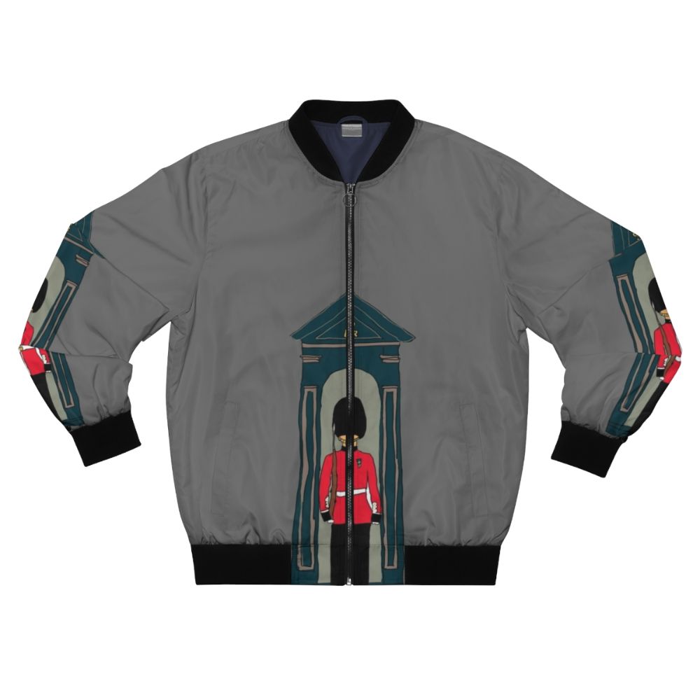 A stylish bomber jacket featuring the iconic British Guardsman uniform