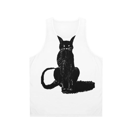 Dark cat graphic on a unisex tank top