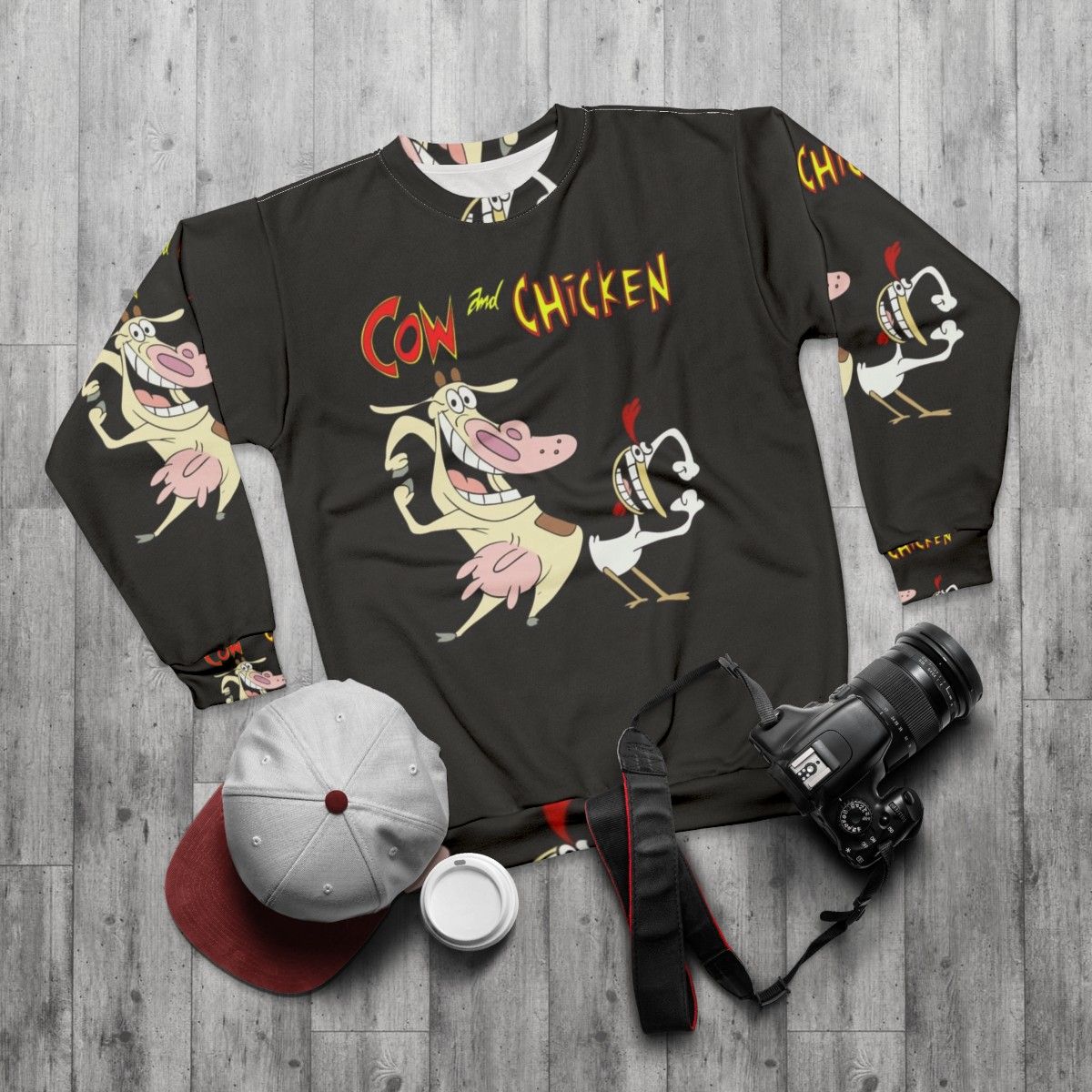 Cow and Chicken Essential Graphic Sweatshirt - flat lay