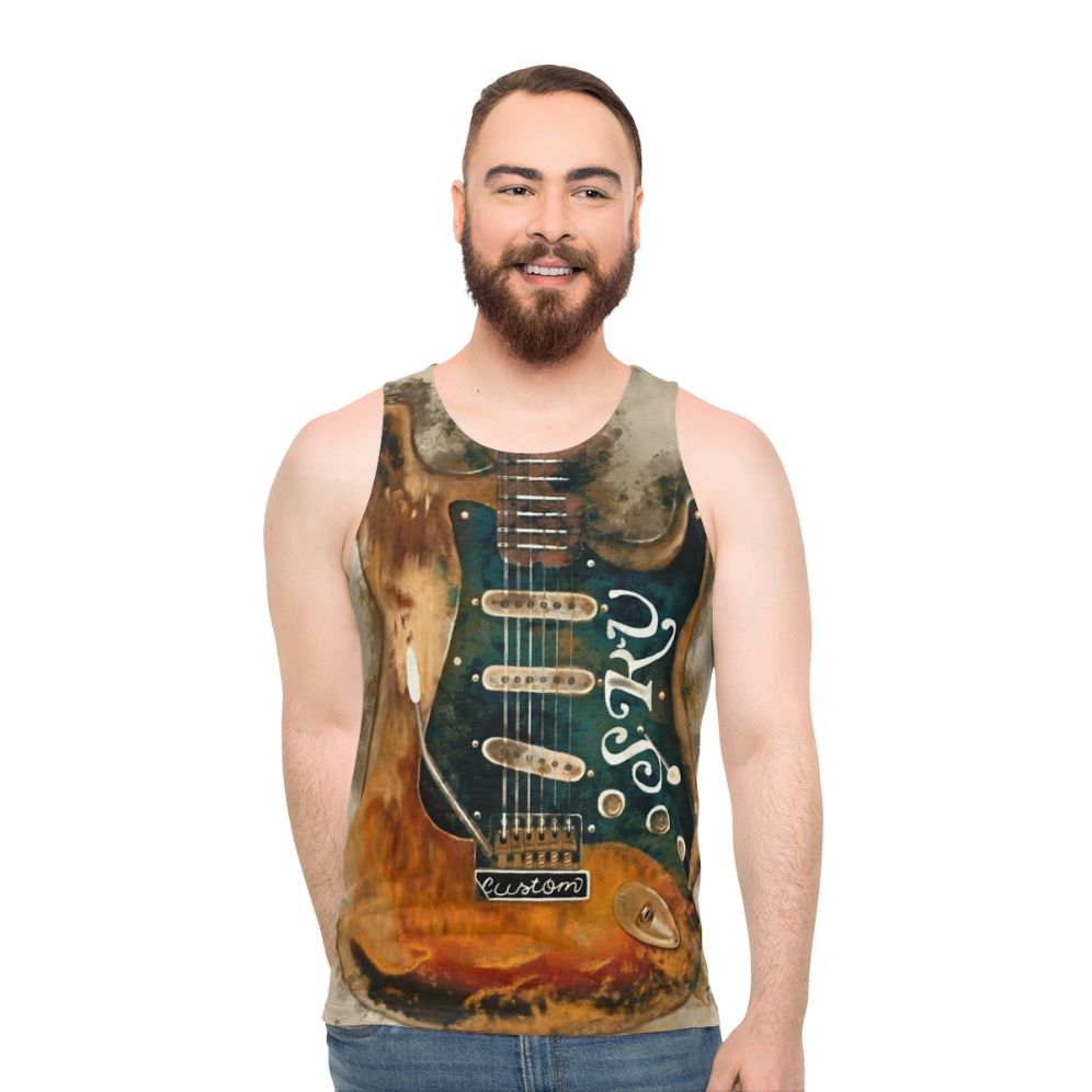 Stevie Ray Vaughan electric guitar unisex tank top - men