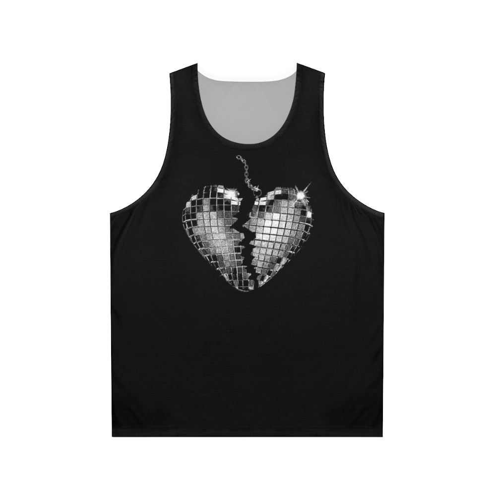 Unisex pop music tank top with "Nothing Breaks Like A Heart 3" design