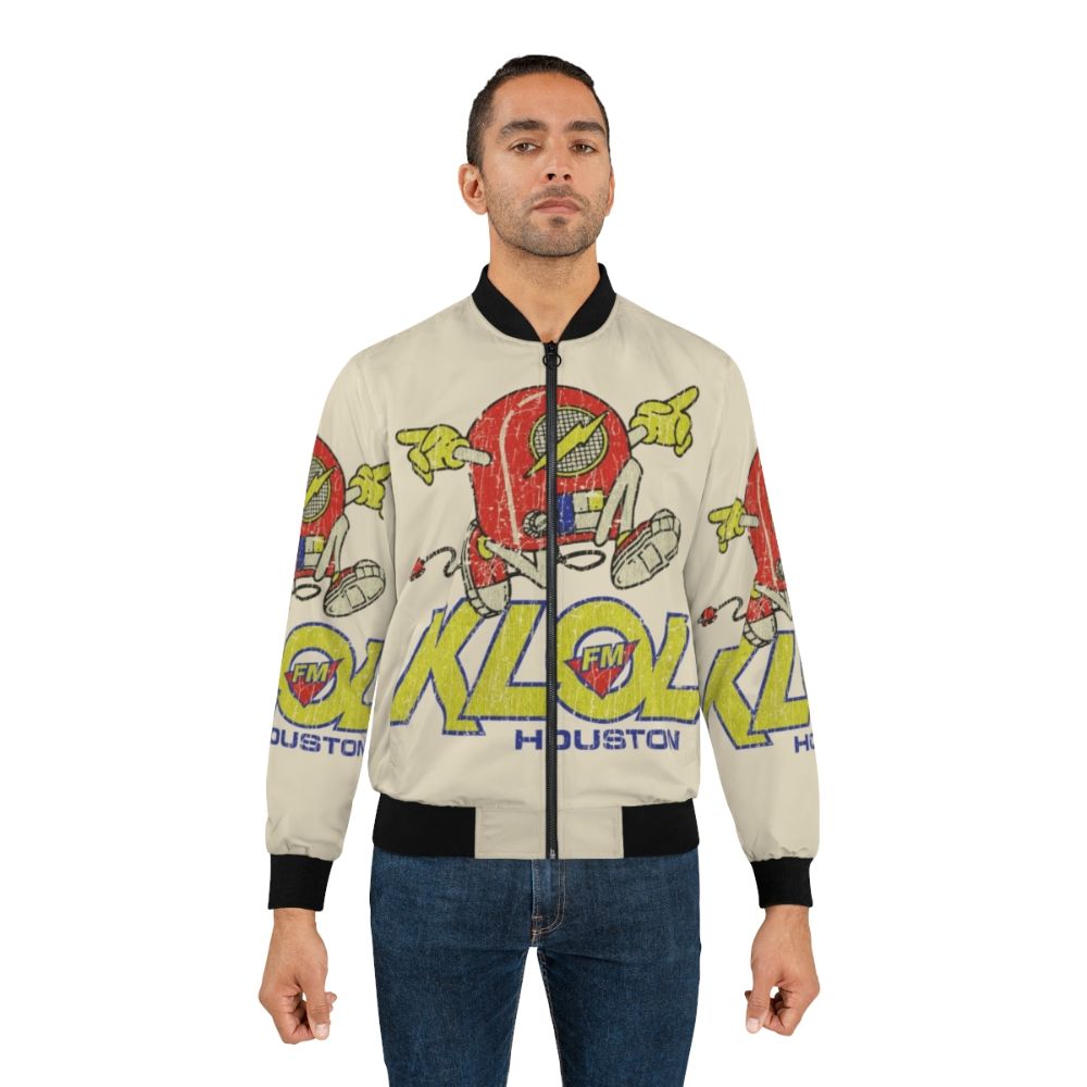 Vintage 1970s KLOL FM Houston bomber jacket with retro 70s radio station design - Lifestyle