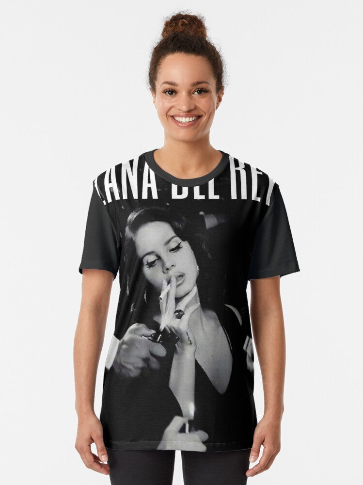 Black graphic t-shirt featuring the Lana Del Ray design - Women