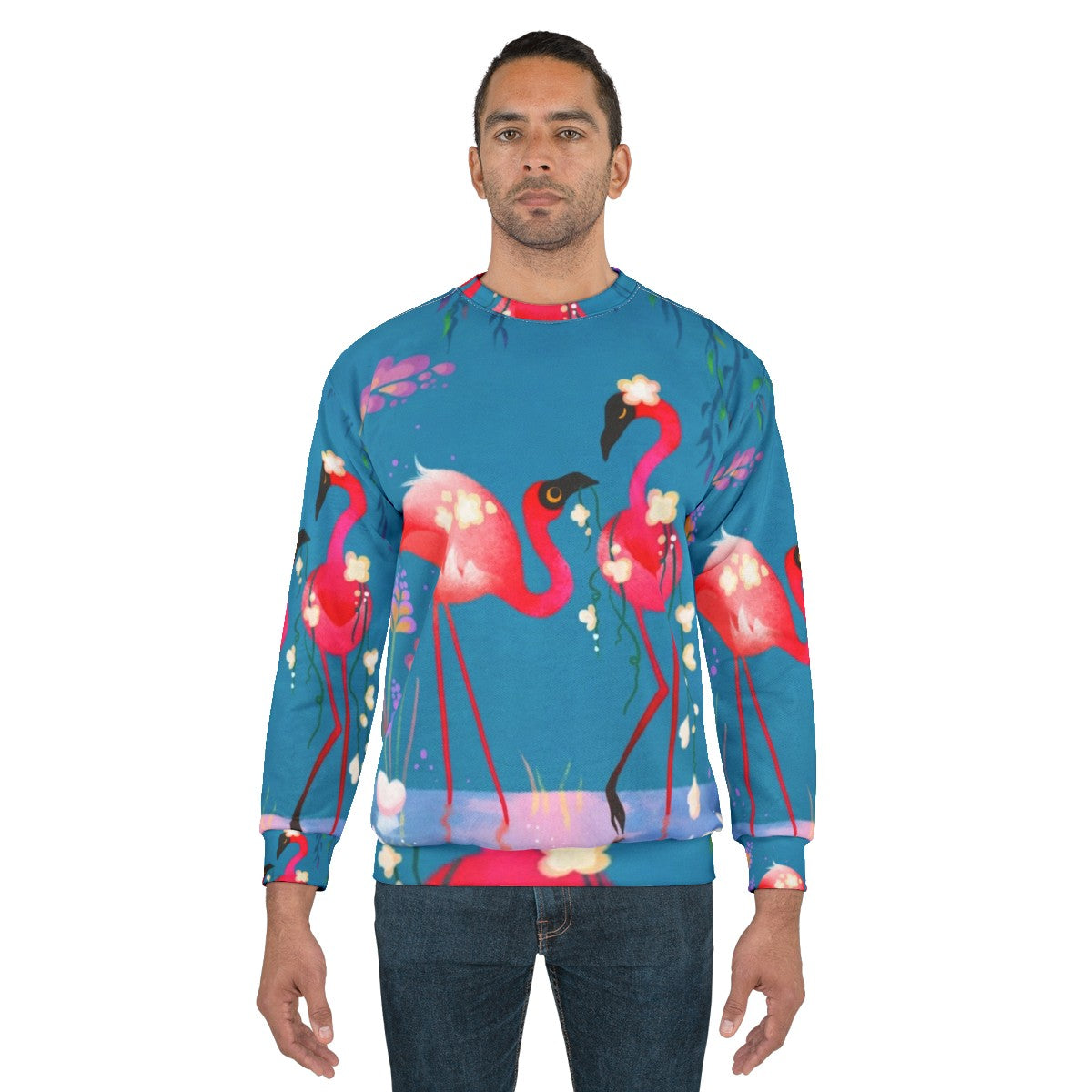 Floral flamingo hooded sweatshirt - men