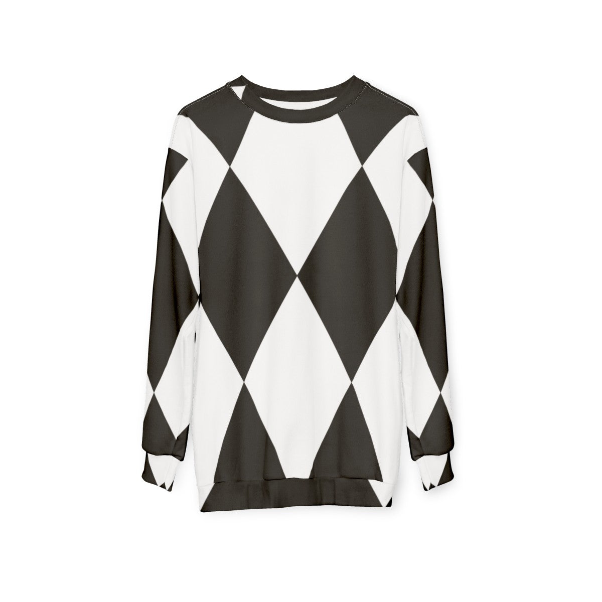 Harlequin black and white graphic pattern sweatshirt - hanging