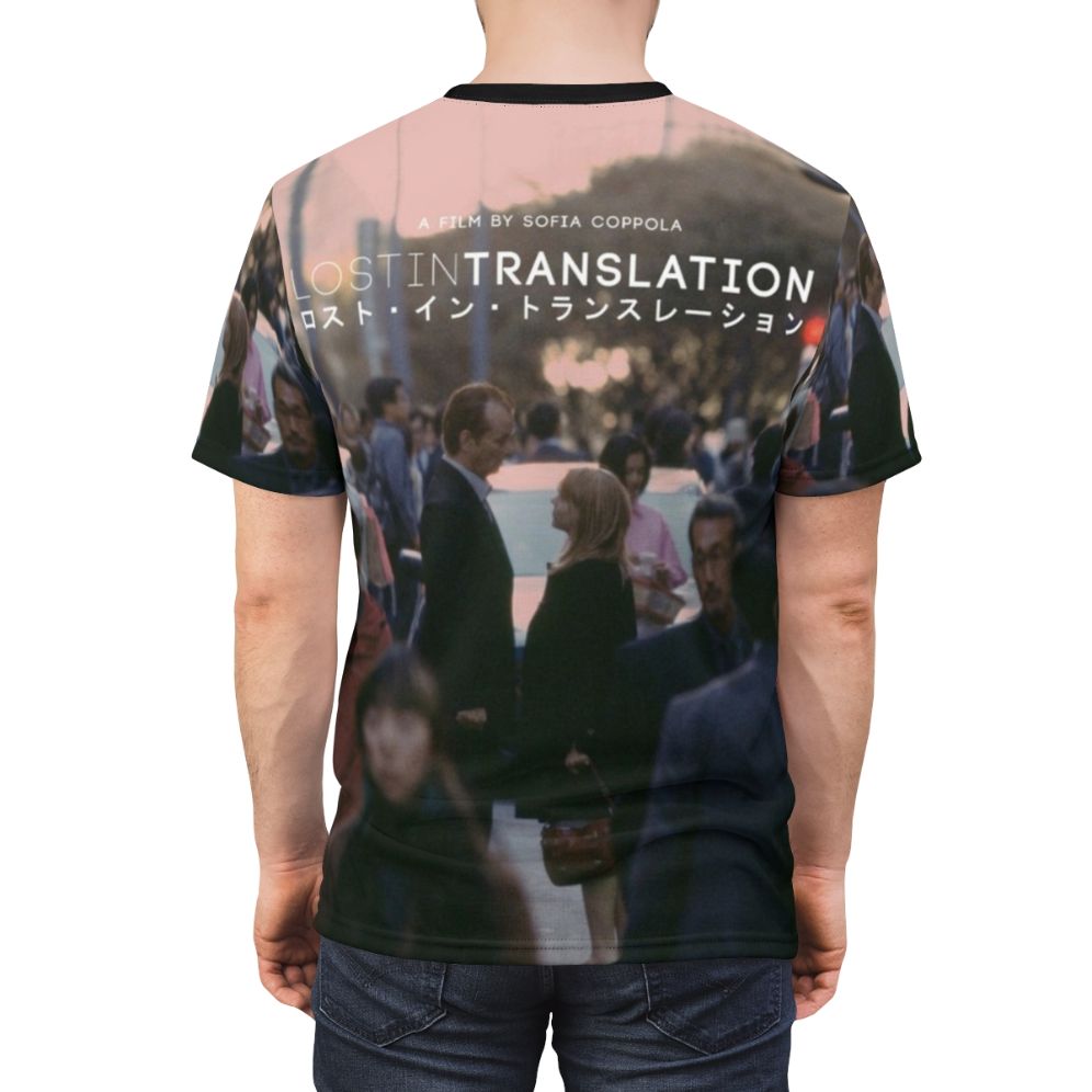 Artistic T-shirt design featuring a reference to the classic film "Lost in Translation" - men back