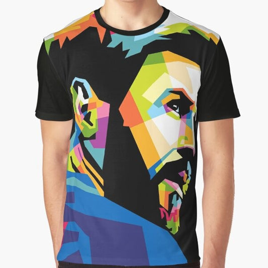 Wpap style graphic tee featuring Lionel Messi, the famous football player