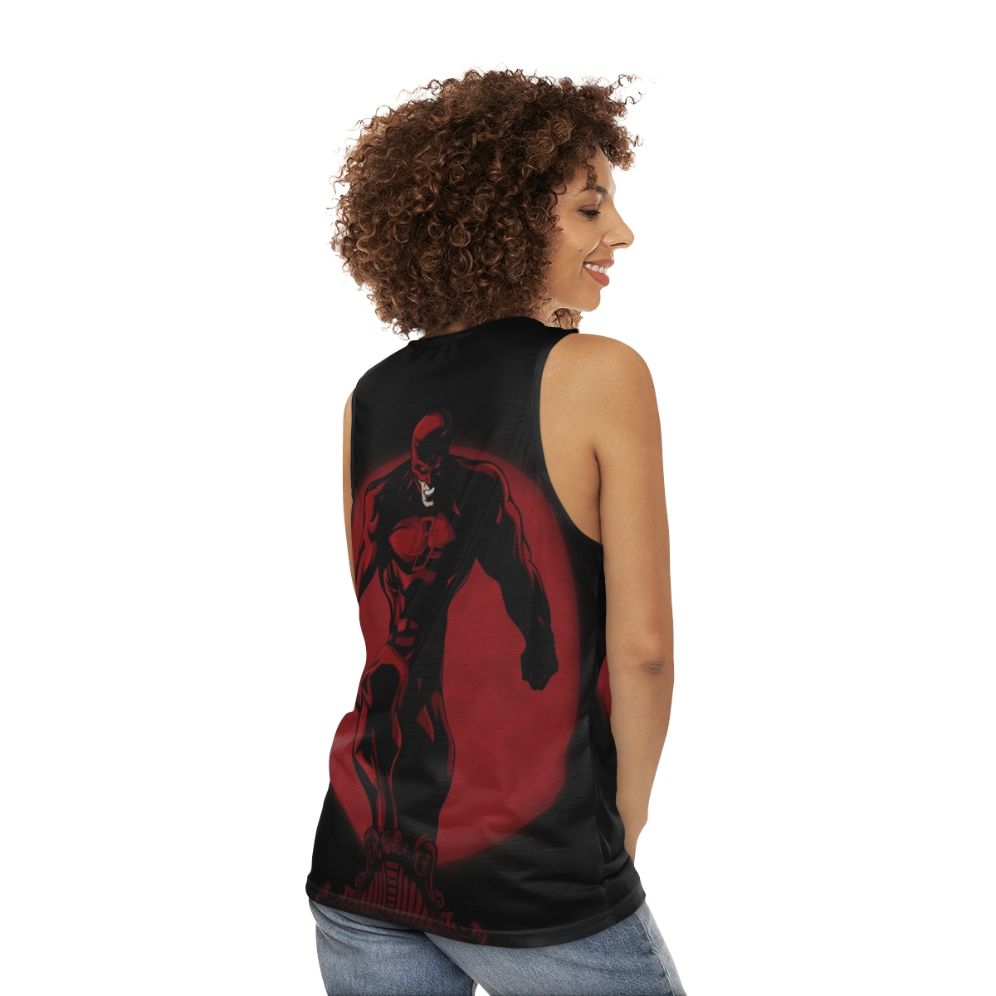 Unisex devil superhero tank top - women back