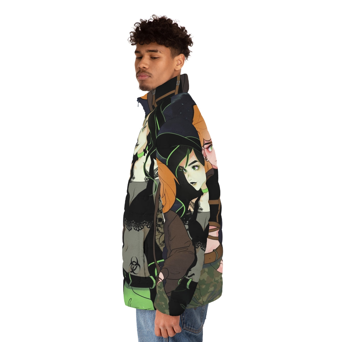 Kim Possible Shego inspired oversized puffer jacket - men side left