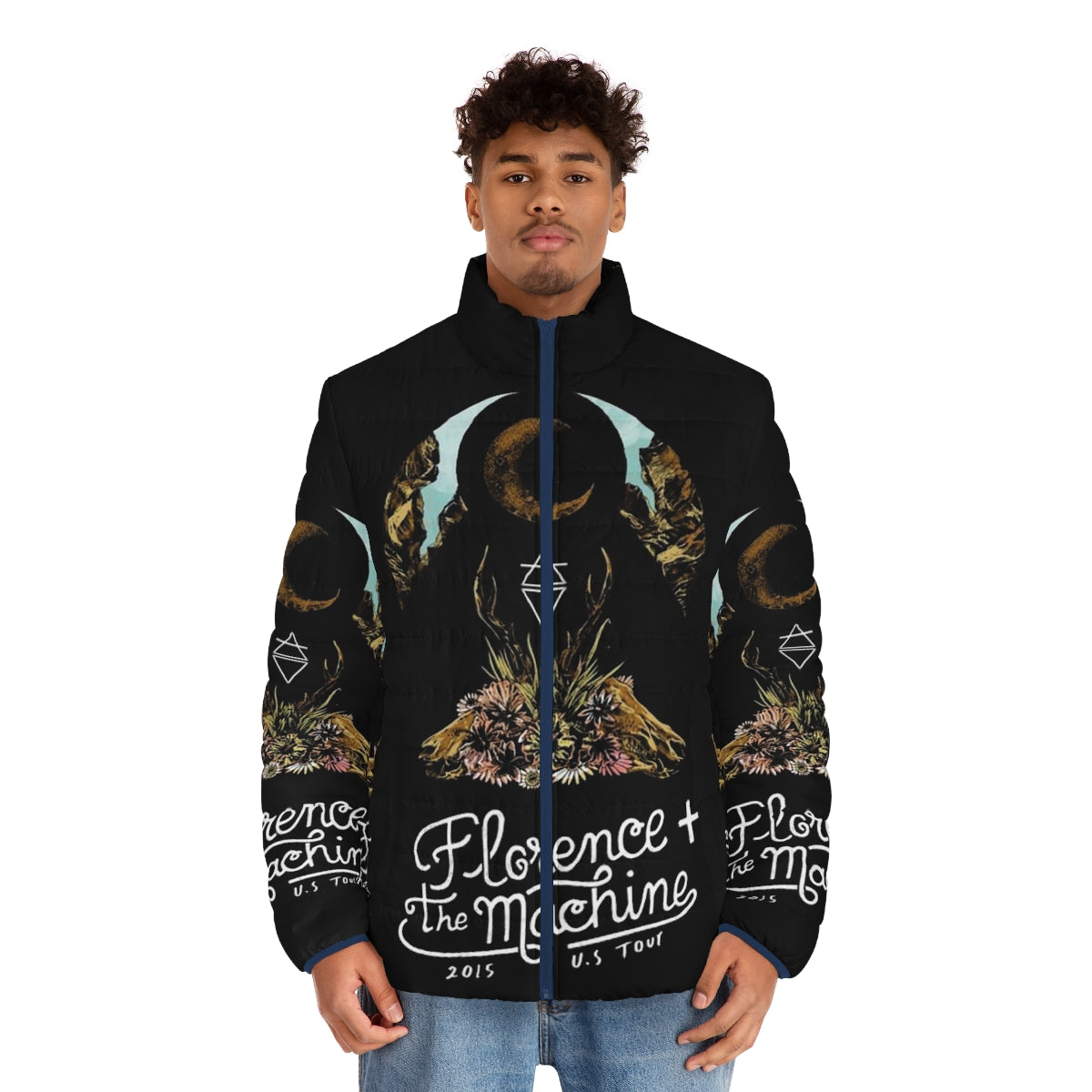 Flo And Mac Tour Puffer Jacket featuring Florence and the Machine band imagery - men front