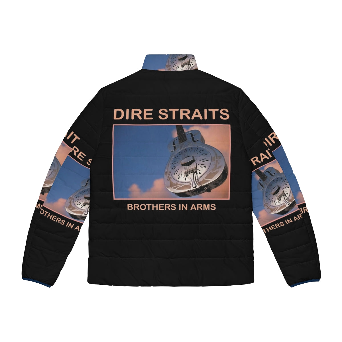 Dire Straits Puffer Jacket featuring the iconic band's logo and album artwork - Back