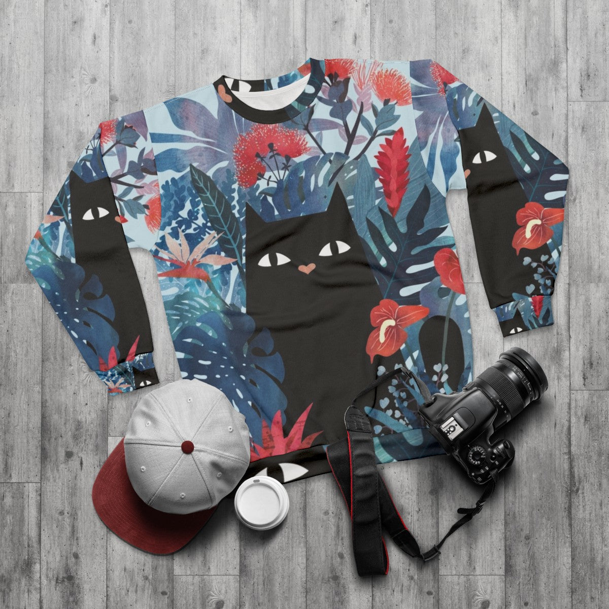 Blue Hawaii Tropical Floral Sweatshirt - flat lay