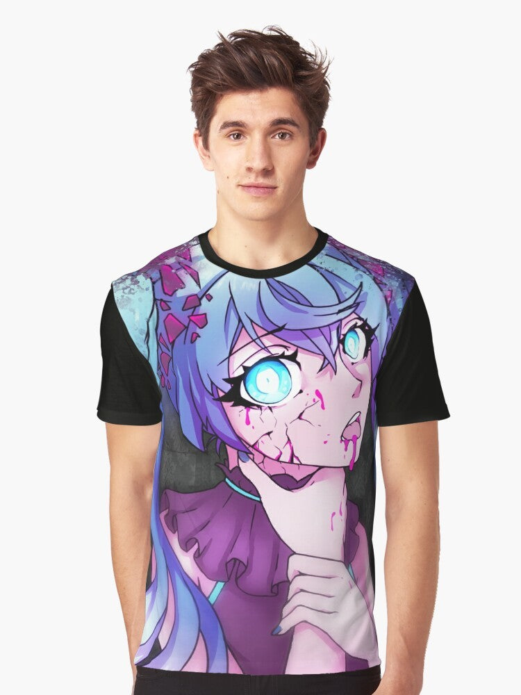 Hatsune Miku "GHOST RULE" Vocaloid Anime T-Shirt with neon lights and sparkles - Men