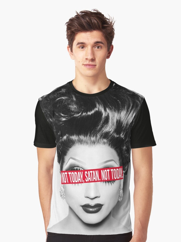 Graphic t-shirt with the text "Not Today, Satan. Not Today." for RuPaul's Drag Race fans. - Men