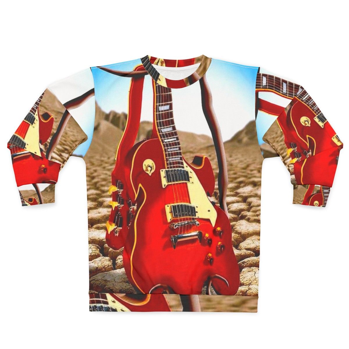 Melted guitar desert print surreal abstract sweatshirt