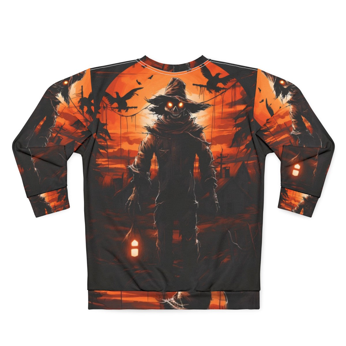 Terrifying full moon and scarecrow halloween sweatshirt - Back