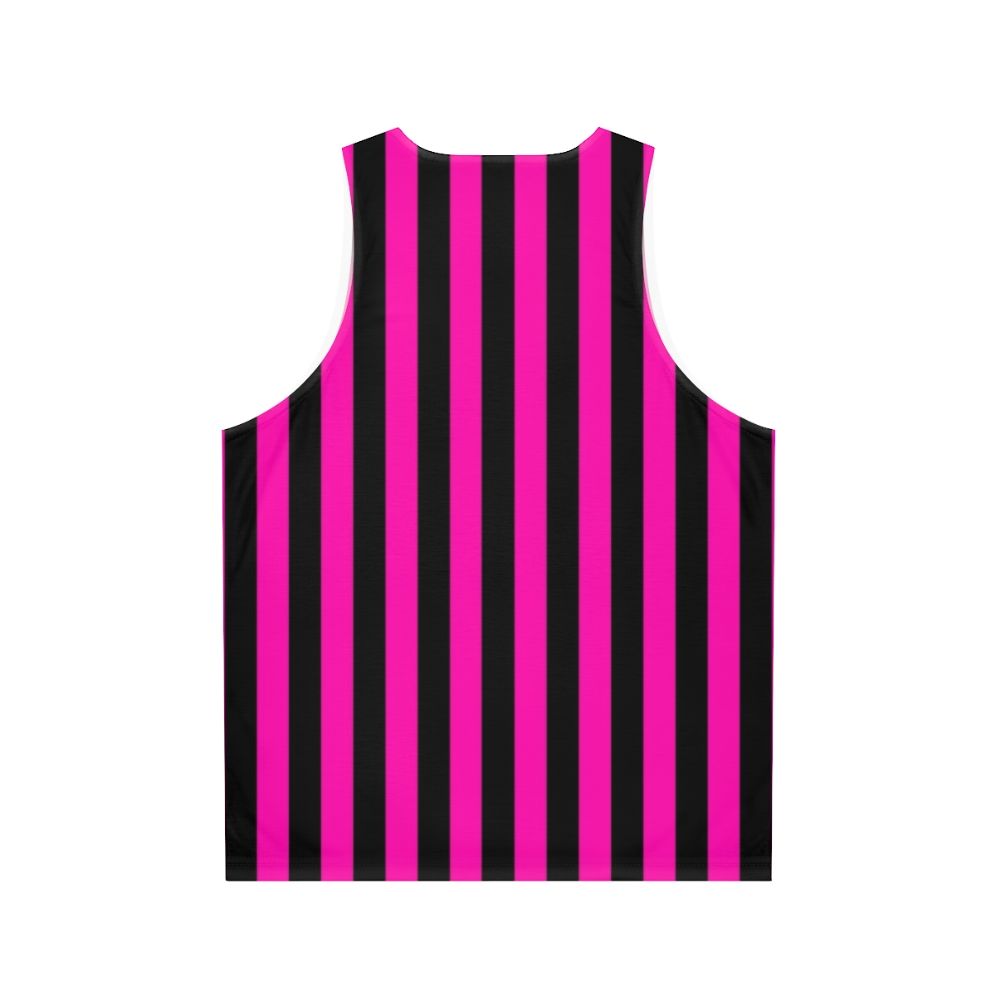 Unisex tank top in bold pink and black striped pattern - Back