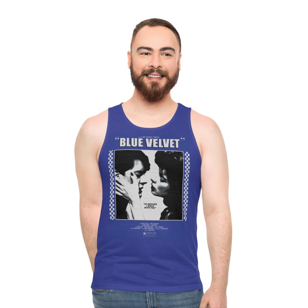 Blue Velvet movie poster design on unisex tank top - men