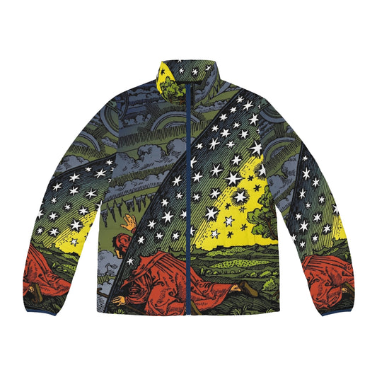 Celestial puffer jacket featuring the iconic Flammarion engraving