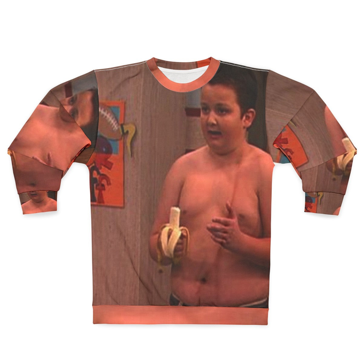 Gibby from iCarly wearing a sweatshirt with the Nickelodeon cartoon logo