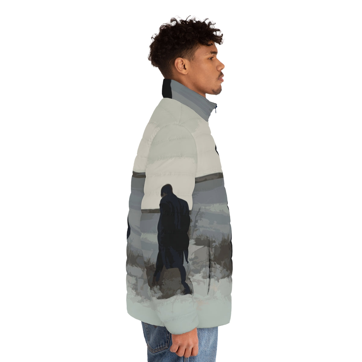 Retrograde Painting Puffer Jacket for cold weather protection and style - men side right