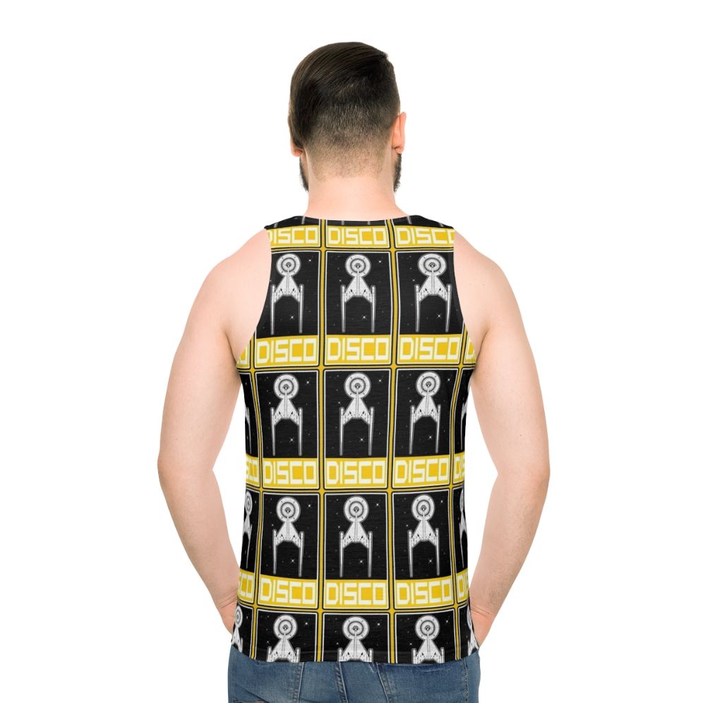 Disco Yellow Unisex Retro Sci-Fi Tank Top - men back