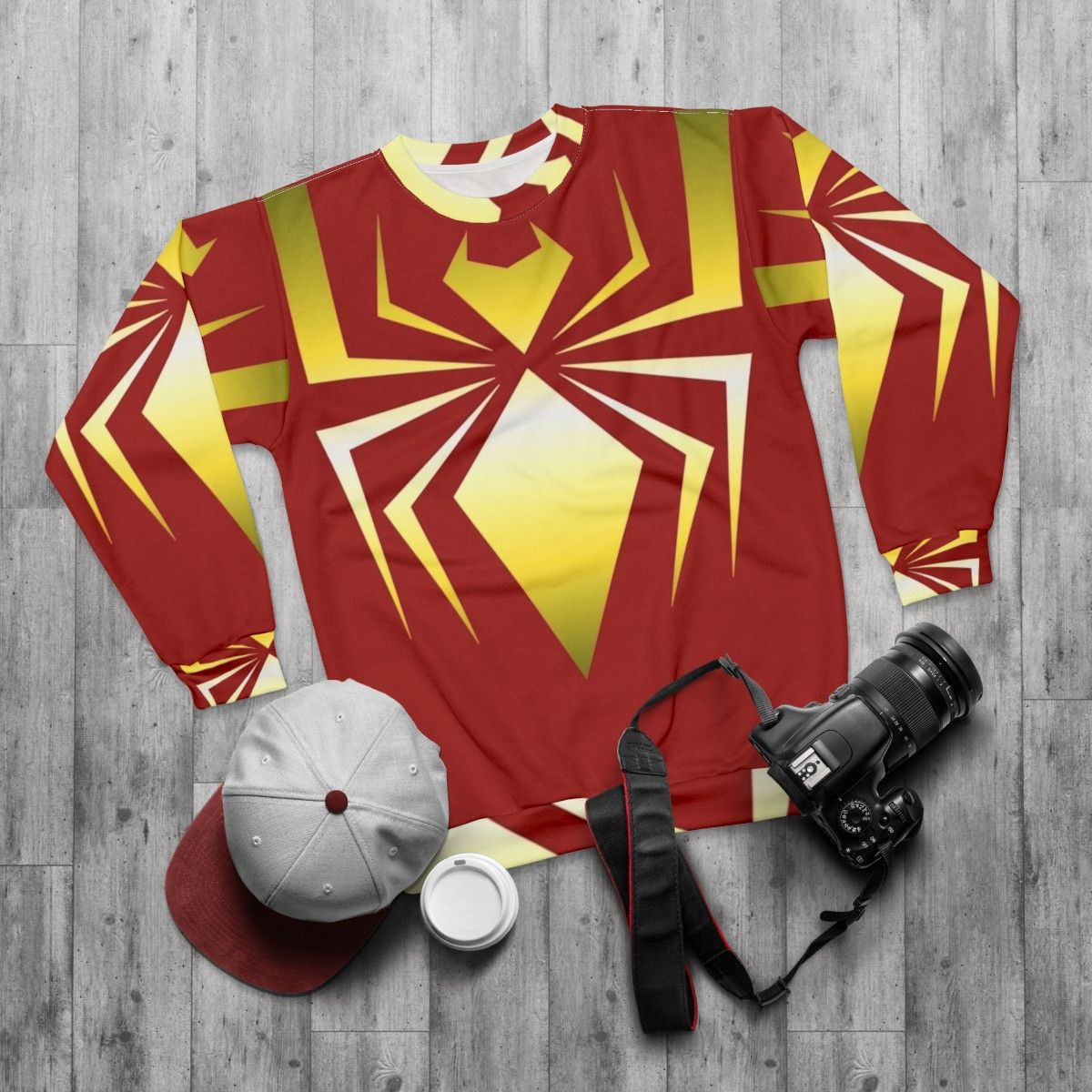 Iron Spider Sweatshirt featuring Marvel's Spider-Man superhero - flat lay