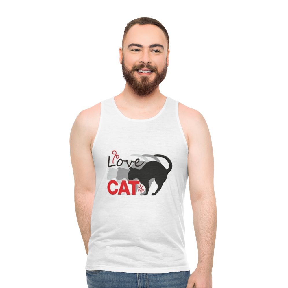 Unisex 'Love Cat' tank top with cat graphic - men