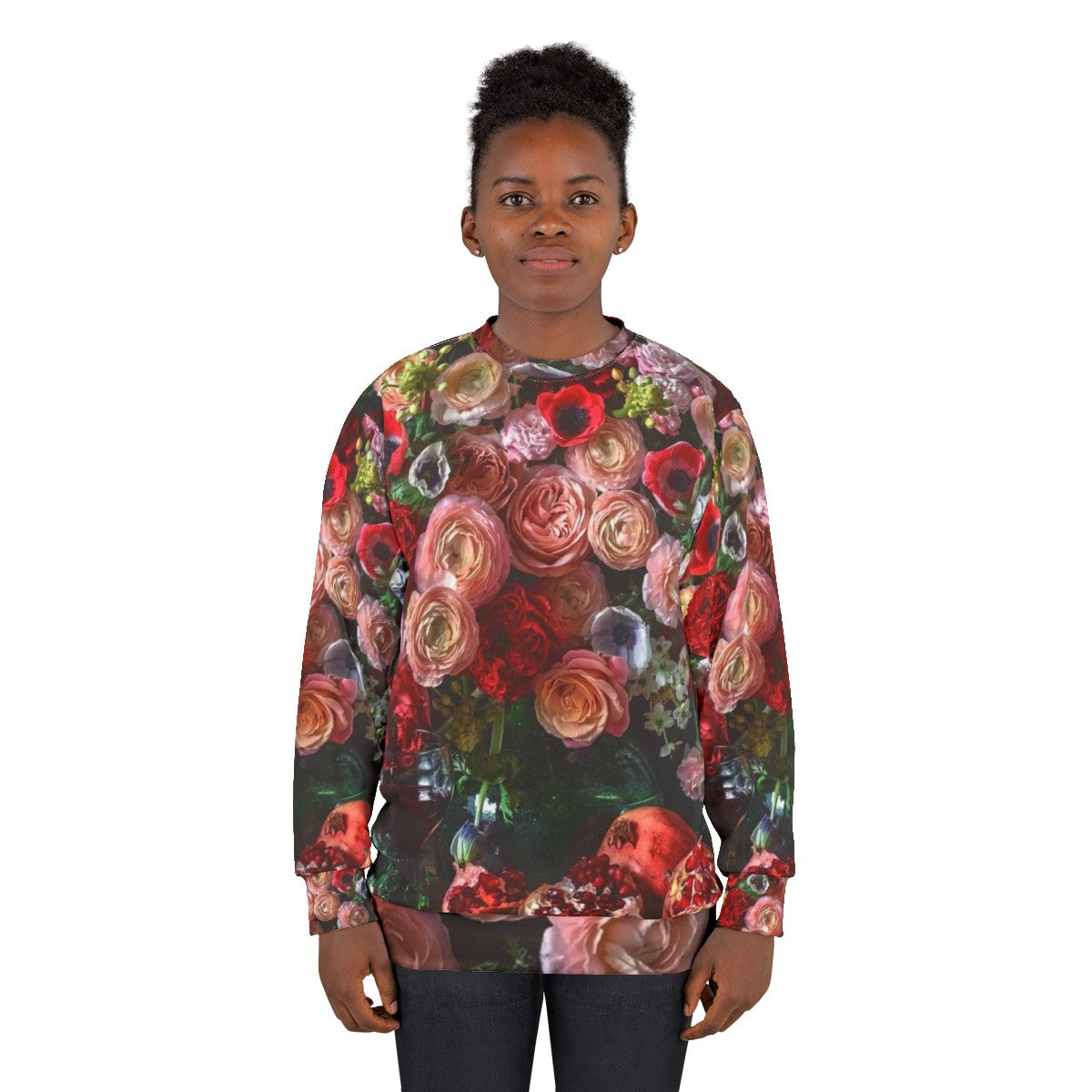 Vintage floral pomegranate sweatshirt - women