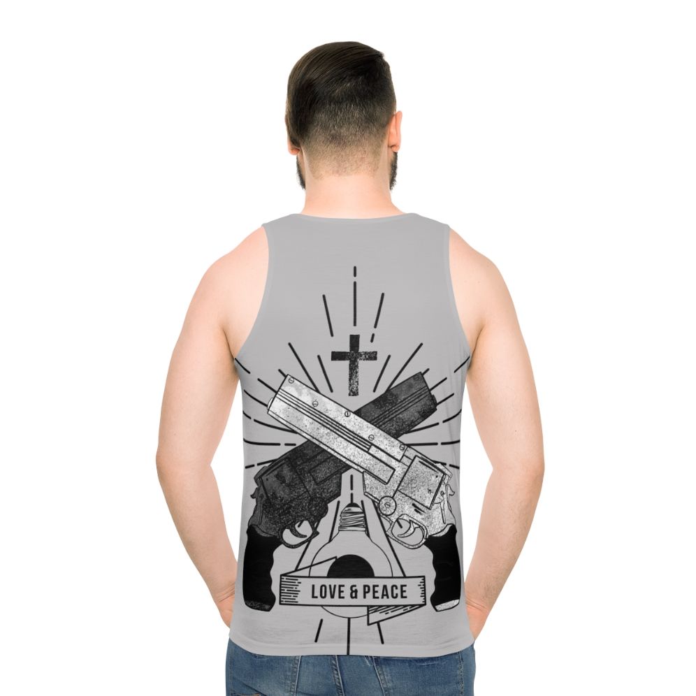 Trigun "Love and Peace" Anime Unisex Tank Top - men back