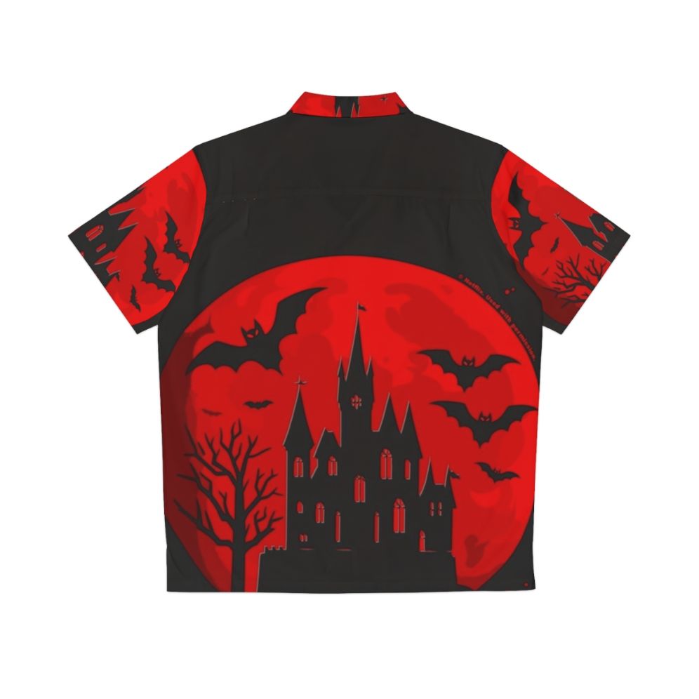 Castlevania inspired minimalist Hawaiian shirt with red castle design - Back