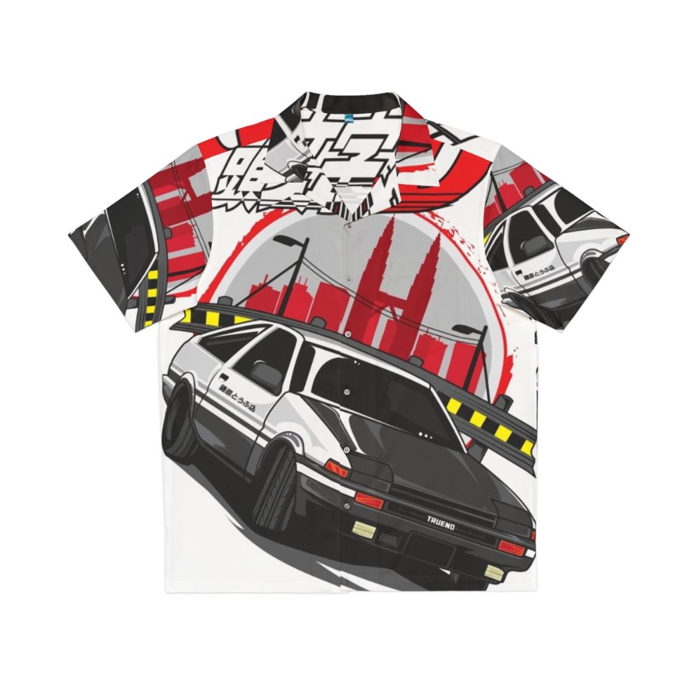 Initial D Themed Hawaiian Shirt with Vintage Automotive Graphics