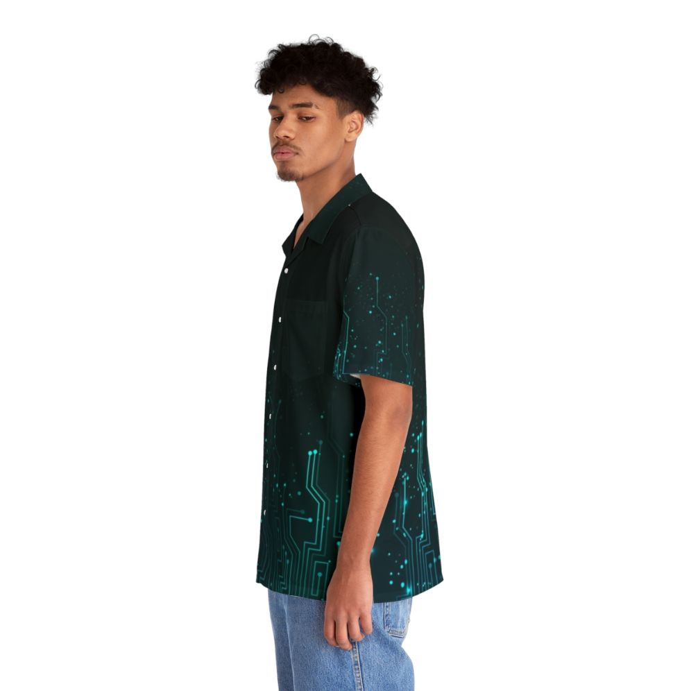 Colorful circuit board pattern hawaiian shirt - People Left