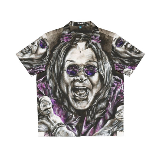 Paranoid Hawaiian Shirt with Ozzy Osbourne and Heavy Metal Imagery