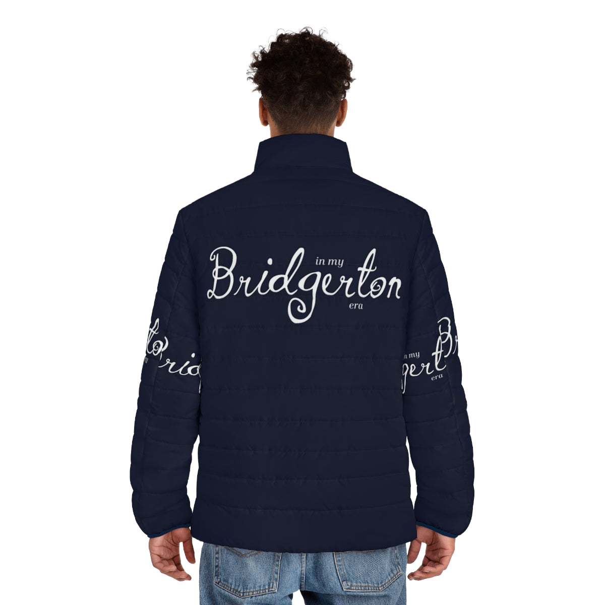 Bridgerton inspired white puffer jacket - men back