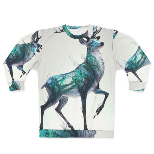 Legendary mystic holographic stag in a snowy, winter scene