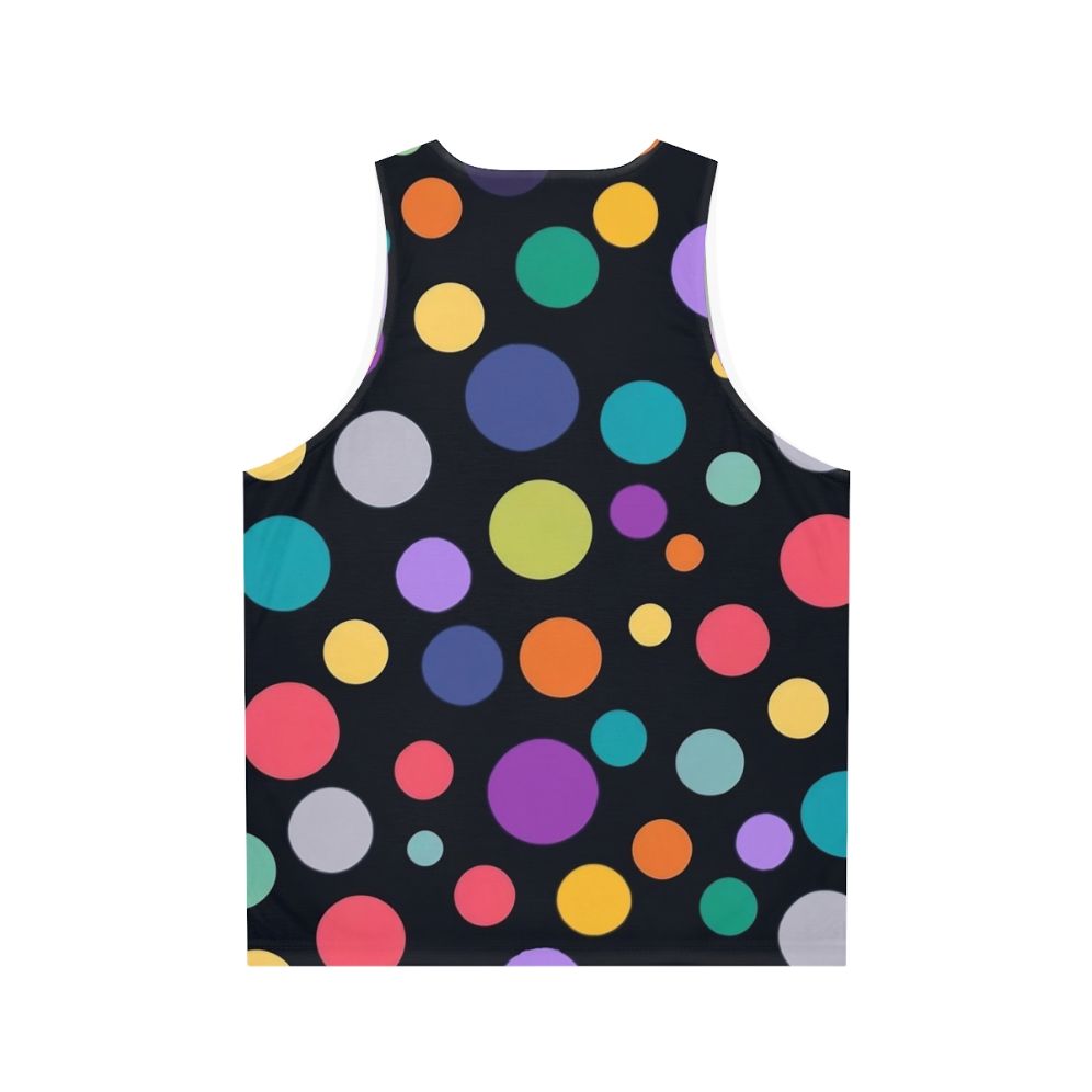 Colorful polka dot unisex tank top with minimalist geometric design - Back