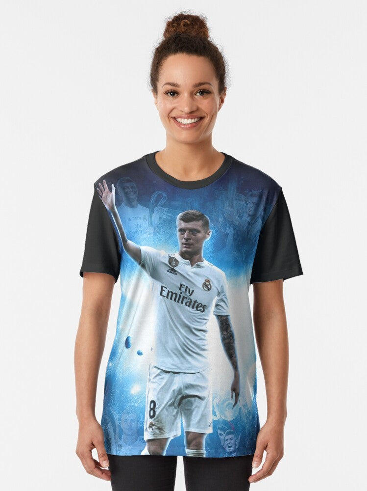 Toni Kroos illustration graphic t-shirt featuring a wallpaper design - Women