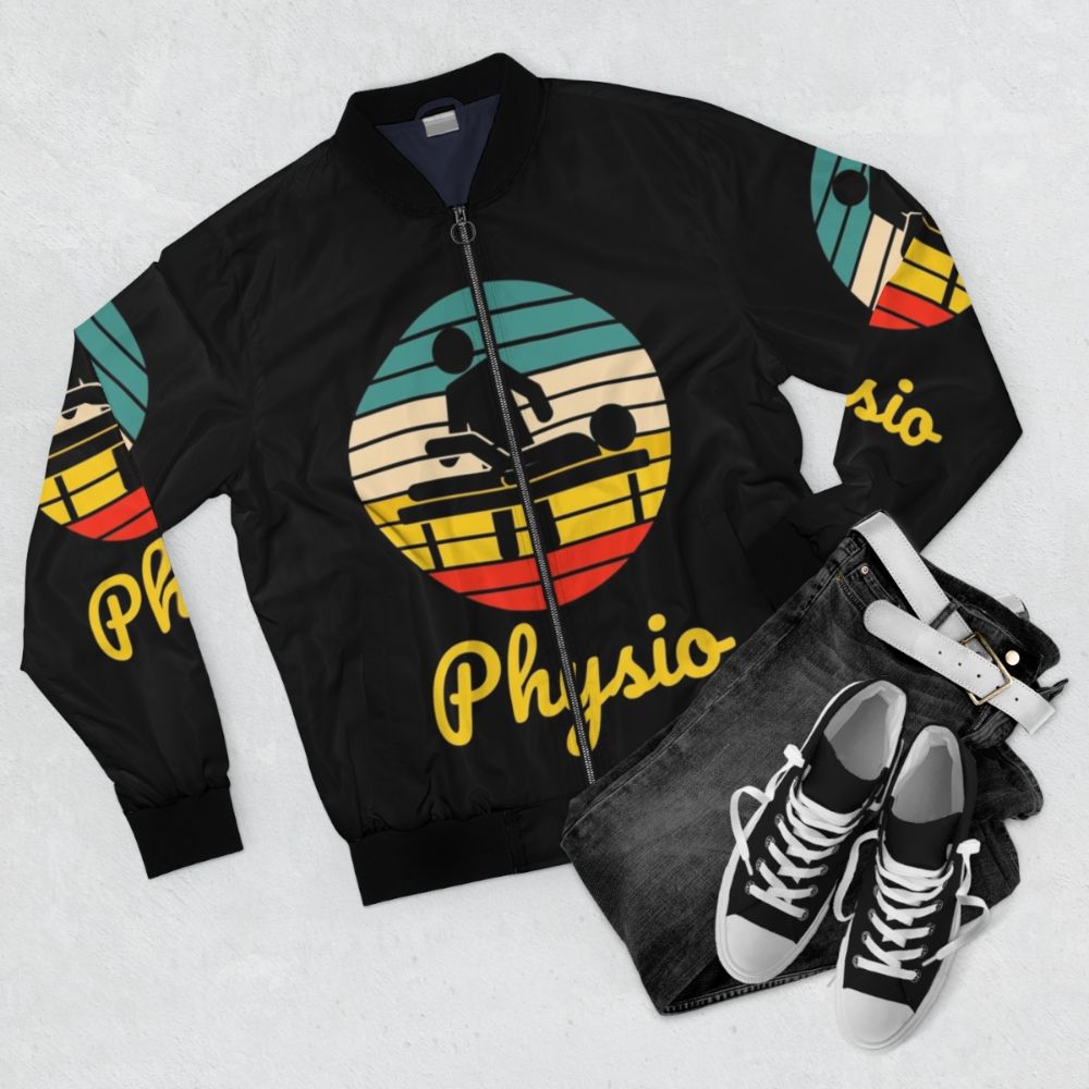 Vintage-inspired physiotherapist bomber jacket - Flat lay