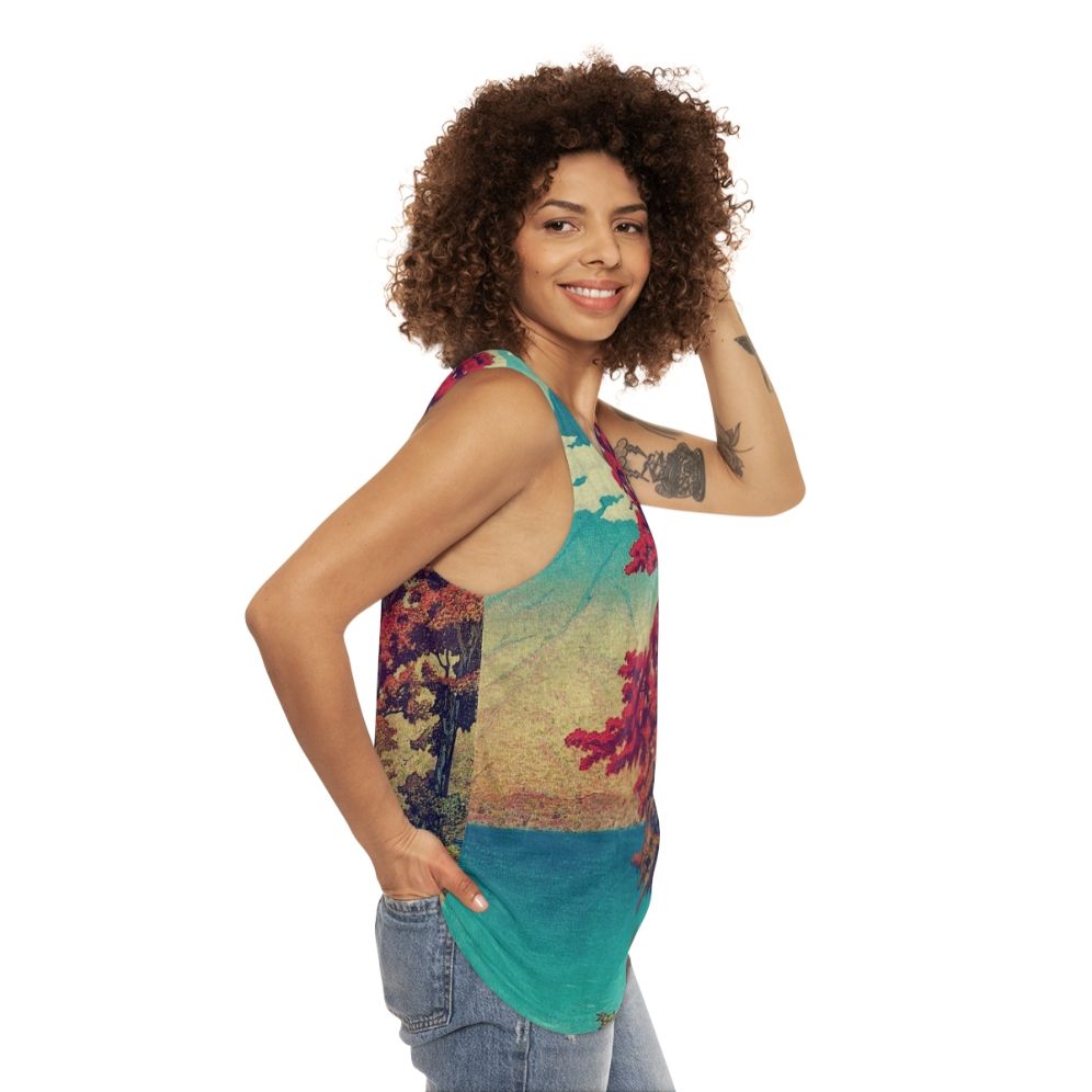 Ukiyo-e inspired nature landscape unisex tank top - women side