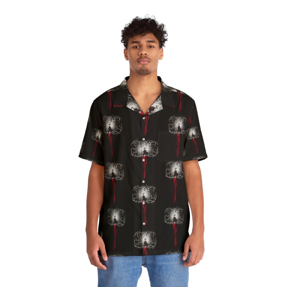 Mighty Mjolnir Thor Hawaiian Shirt featuring Marvel Comics superhero design - People Front