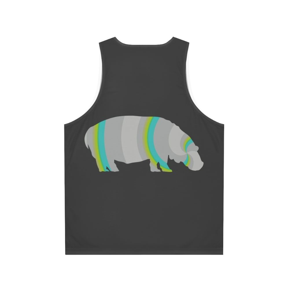 Legendary hippo unisex tank top with colorful animal art design - Back