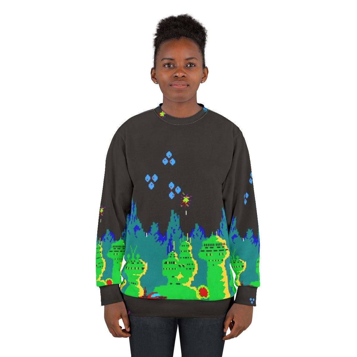 Moon Patrol 8-Bit Pixel Art Sweatshirt - women